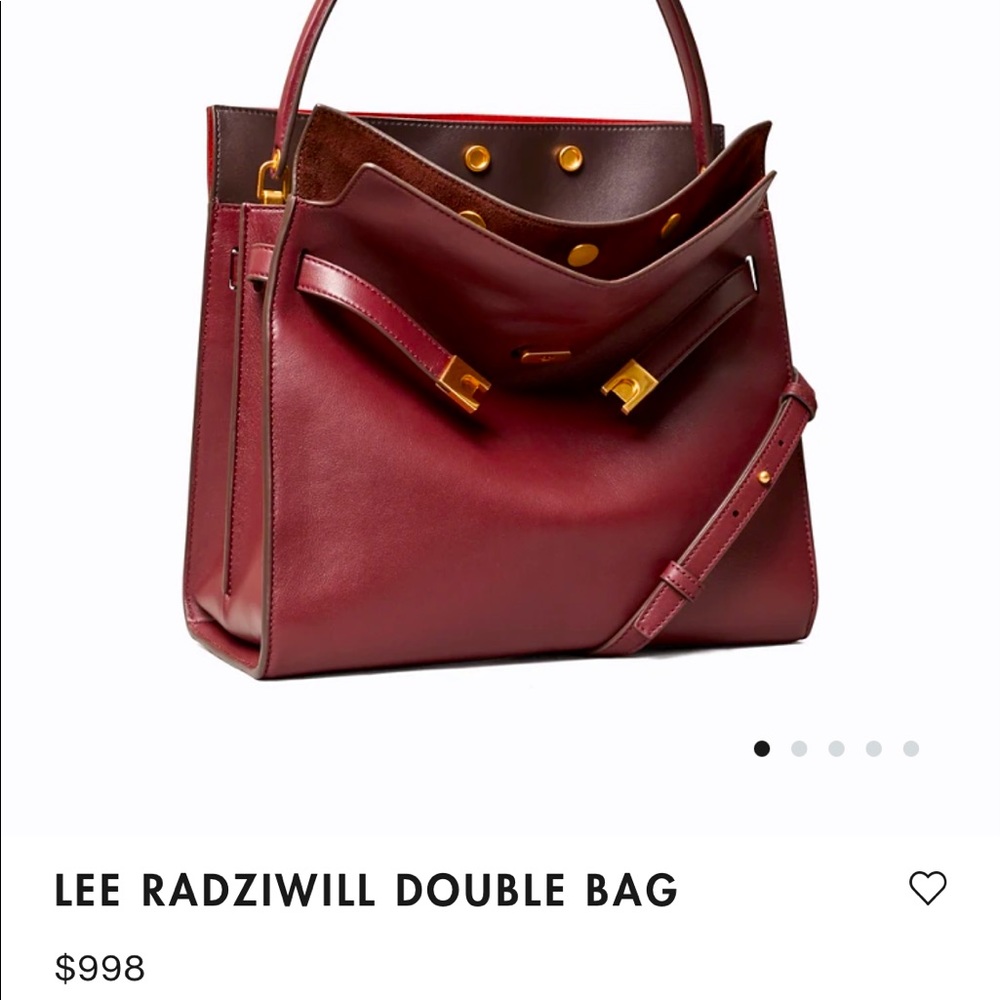 NWT $998 tory Burch lee radziwill double bag claret